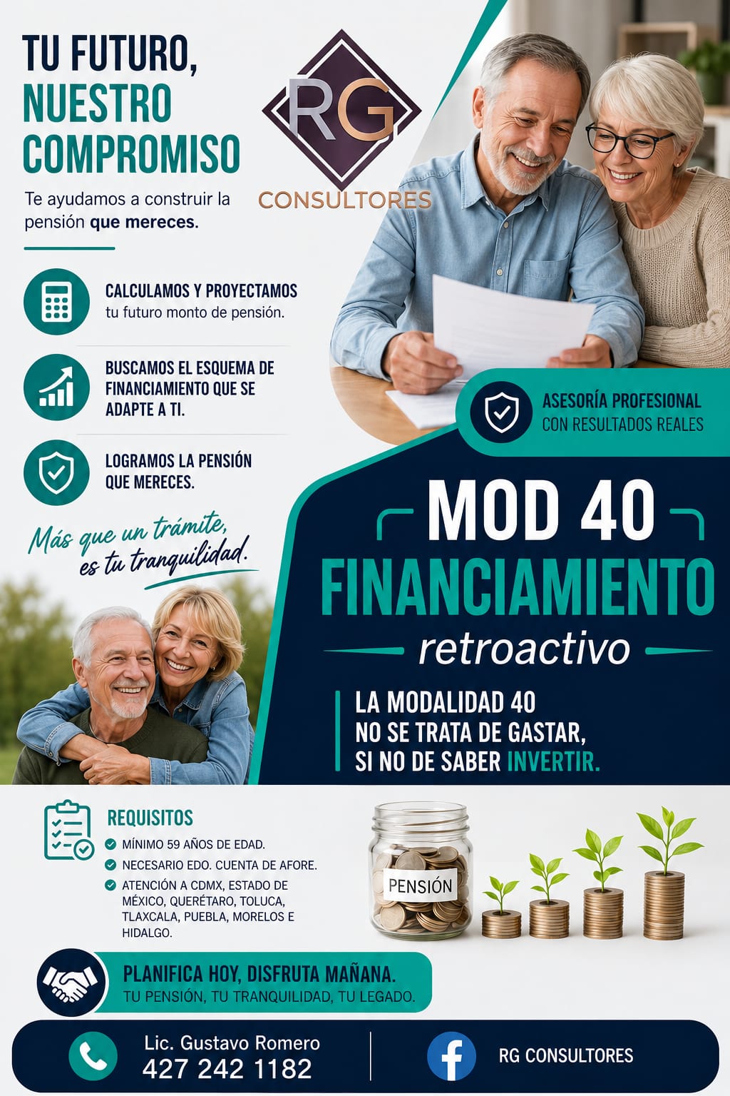 Información de RG Consultores sobre Modalidad 40, pensión y requisitos